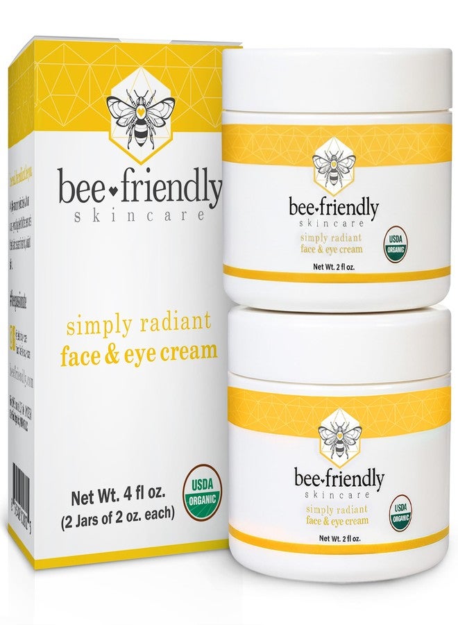 BeeFriendly Organic Face and Eye Cream, USDA Certified Organic Facial Moisturizer, All In One Natural Face, Eye, Neck, Decollete Cream Reduces Wrinkles & Lines, 4 oz - (2 Jars in a box) - Image 1